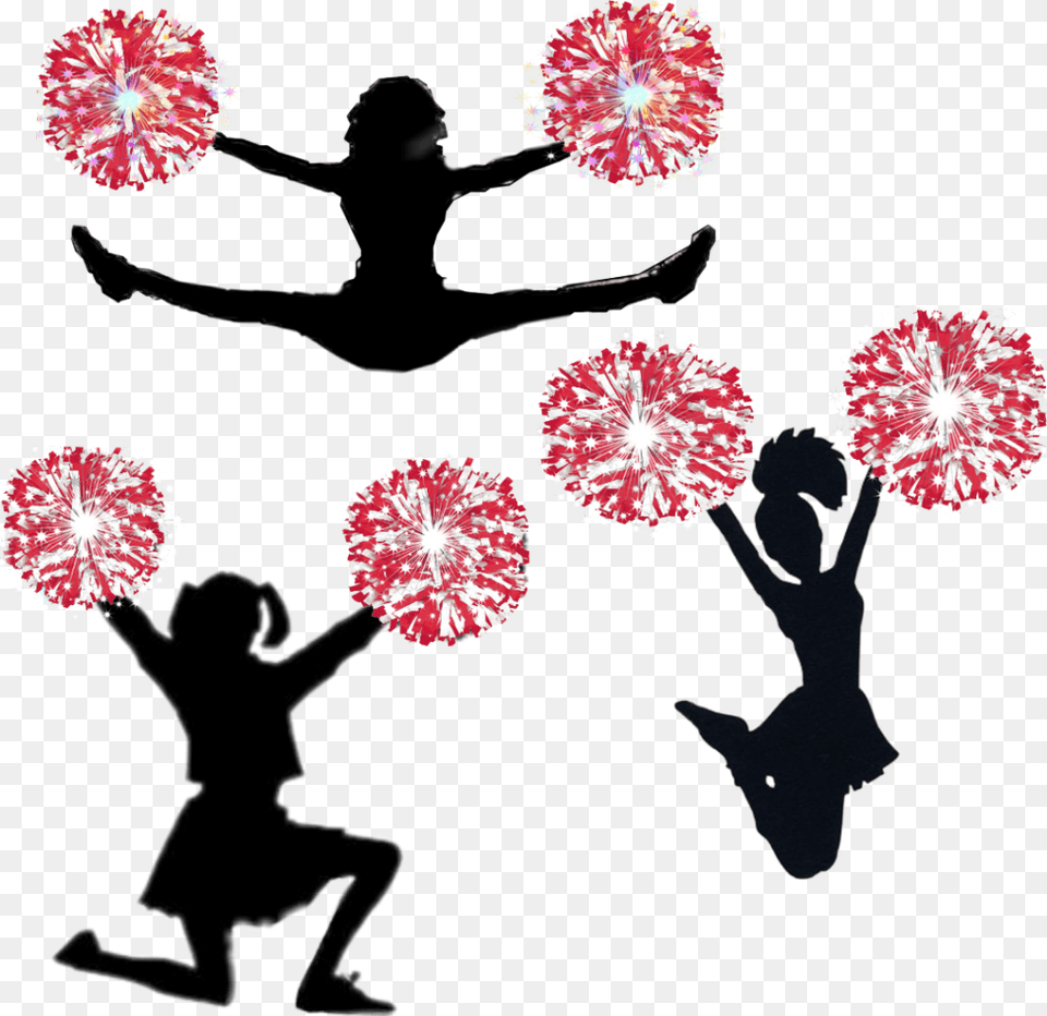 Cheerleaders Cheerleader Cheers Silhouette Cheerleader Clipart Transparent, Fireworks, Person, Flower, Plant Free Png