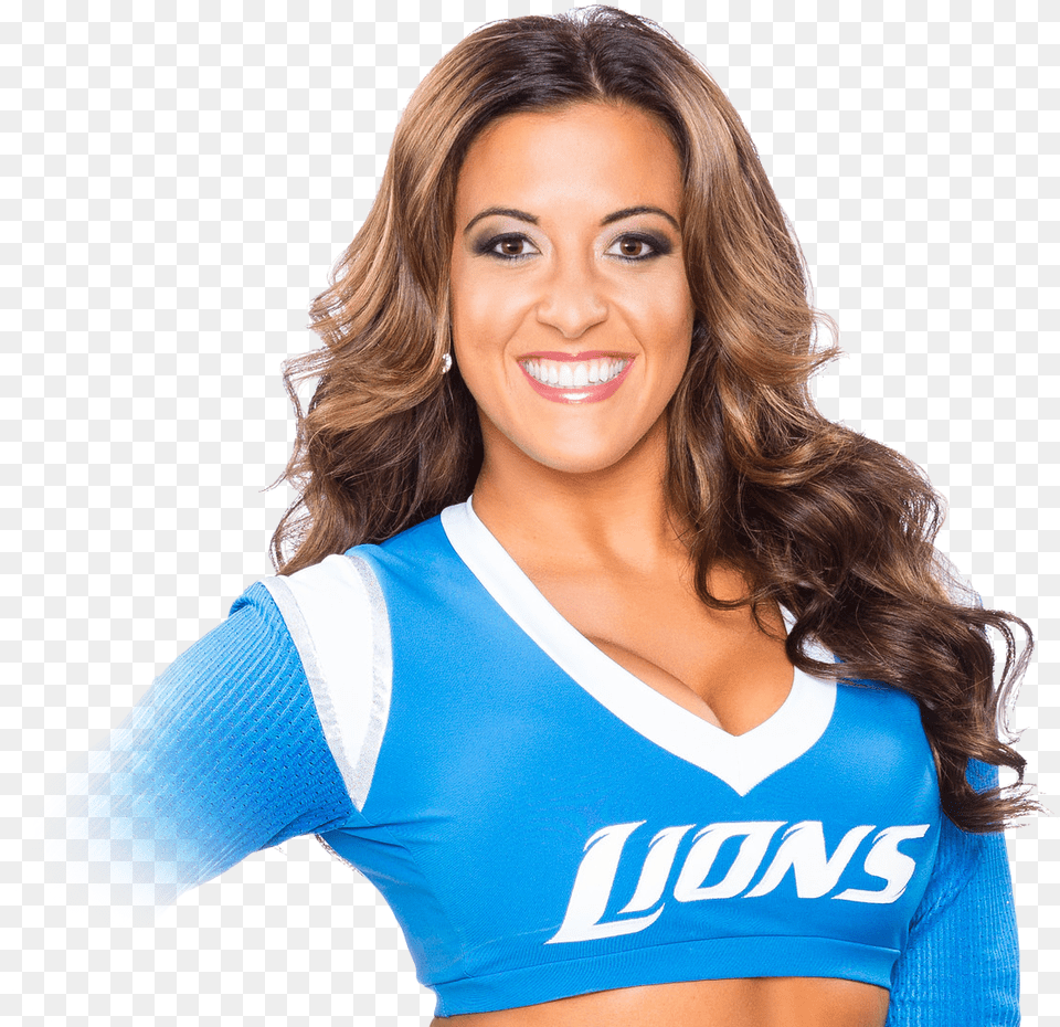 Cheerleaders Squad Mobile Mary Detroit Lions Cheerleaders, Person, Smile, Face, Happy Png Image
