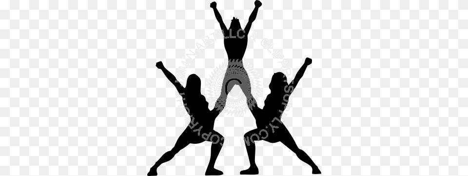 Cheerleading Clipart Stunts, People, Person, Silhouette, Martial Arts Free Png