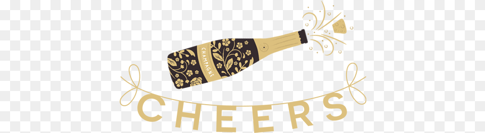 Cheers Champagne Invitation Decorative, Bottle, Art, Floral Design, Graphics Png