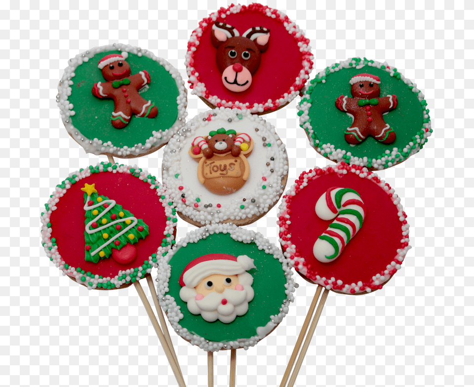 Cheers Christmas Cookie Pops Gingerbread Children Designs Cupcake, Cream, Dessert, Food, Icing Free Transparent Png