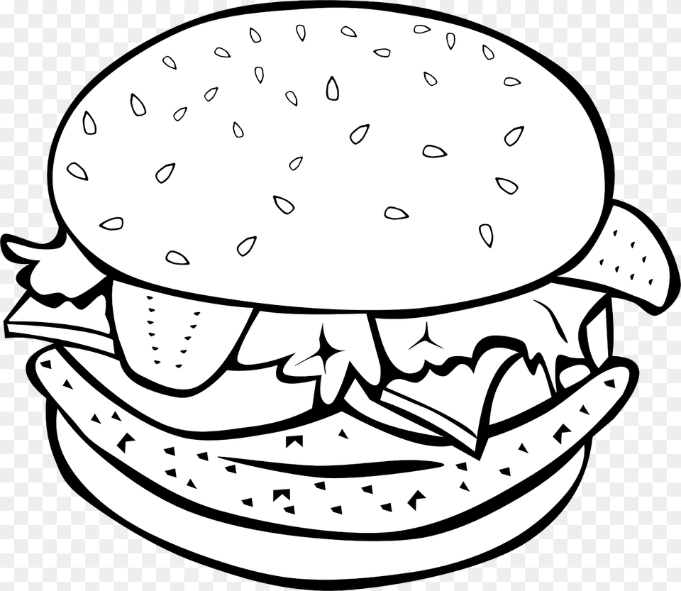 Cheese Burger Sandwich Vector Clip Art Food Clipart Black And White, Baby, Person, Face, Head Png Image