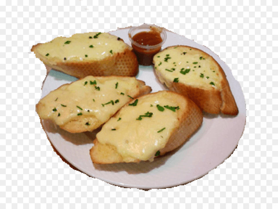 Cheese Garlic Bread, Plate, Food, Meal, Ketchup Free Png