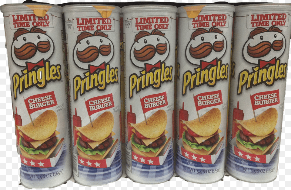 Cheeseburger Pringles Strangeflavor Freetoedit Pringles Limited Edition Crisps, Burger, Food, Tin, Can Png Image