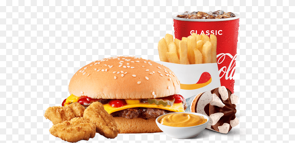 Cheeseburger Super Stunner, Burger, Food, Fries Png Image