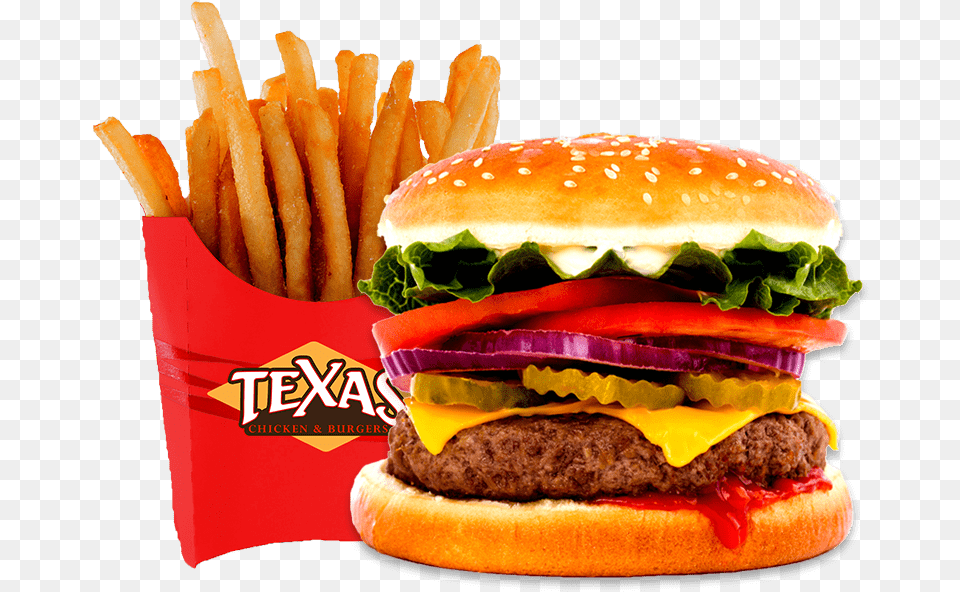 Cheeseburger With Fries New York Chicken Burgers, Burger, Food Free Png