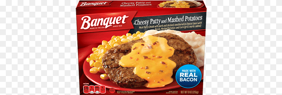 Cheesy Patty And Mashed Potatoes Banquet Salisbury Steak Mega Meal 1525 Oz, Food, Sandwich Free Png