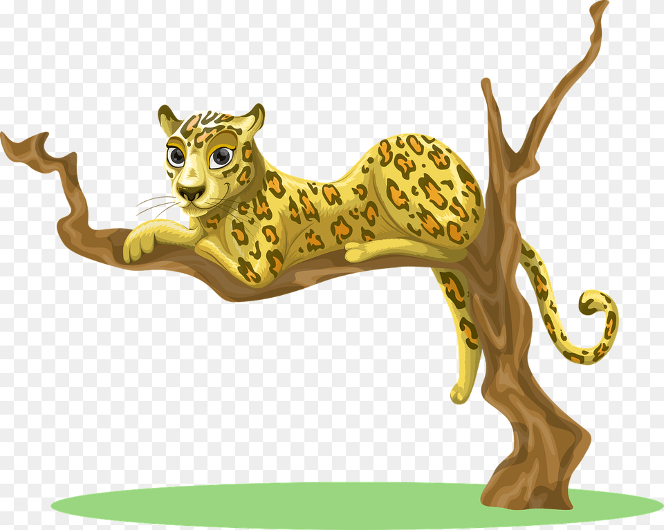 Cheetah In Tree Cartoon, Animal, Mammal, Wildlife, Panther Free Transparent Png