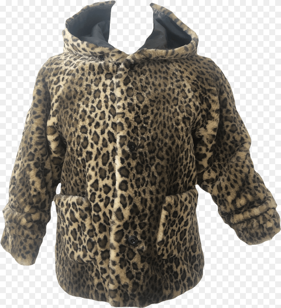 Cheetah Print Coat With Hood And Leather Inside Lining Fur Clothing, Jacket, Hoodie, Knitwear, Sweater Free Png Download