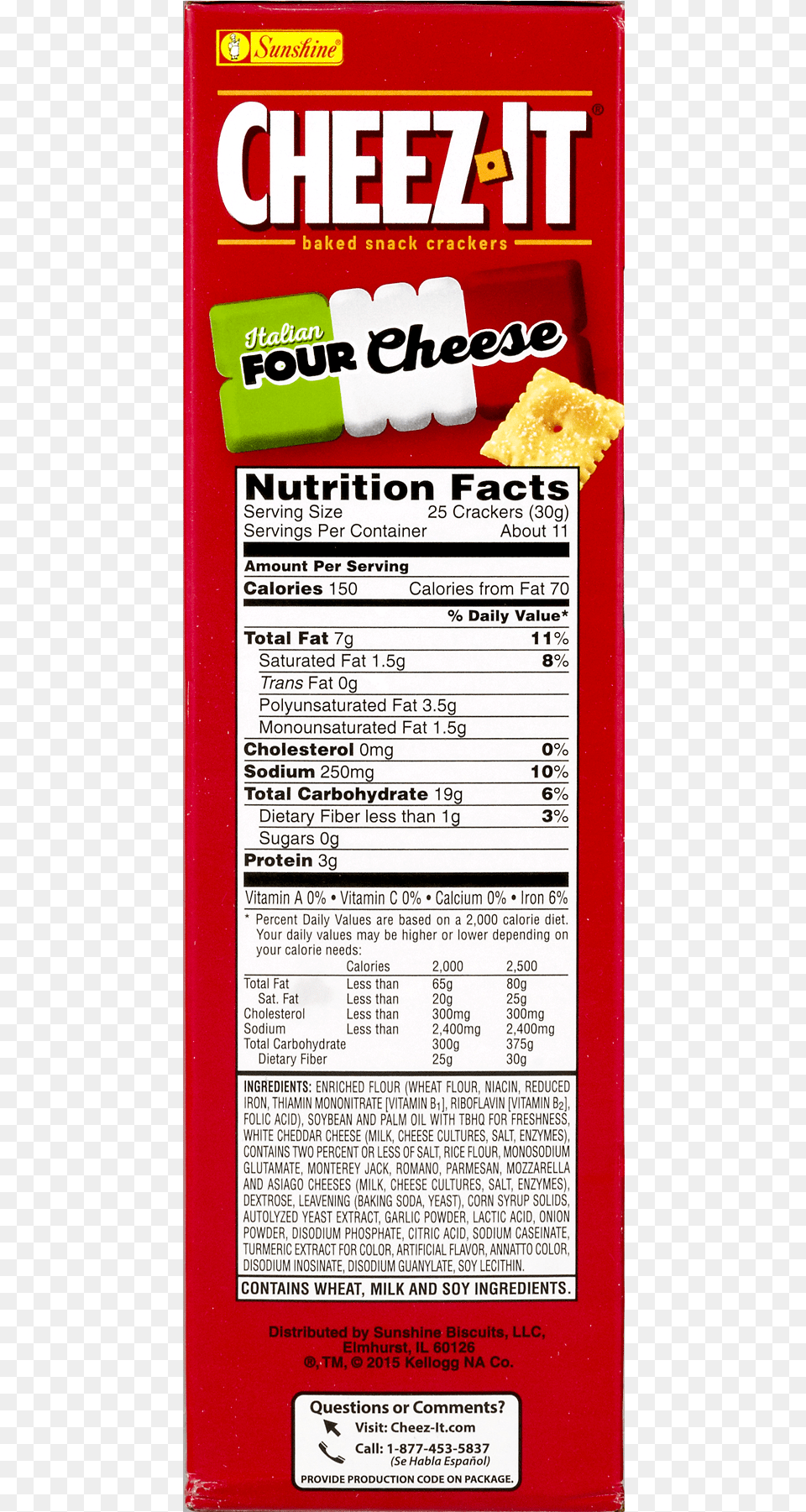 Cheez It Baked Snack Cheese Crackers Italian Four Cheese Ingredient And Nutrition Label Original Reduced Fat, Text, Advertisement Png