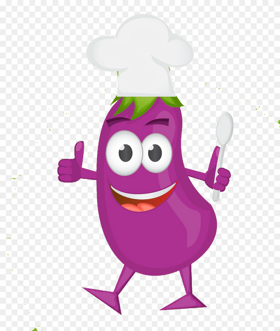 Chef Aubergine Clipart, Cutlery, Spoon, Cartoon, Baby Png Image