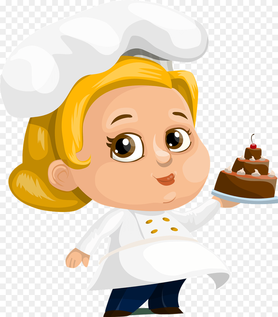 Chef Cake Woman Lady Female Chubby Hat Dressed Pastry Chef Cartoon, Baby, Person, Head, People Free Png