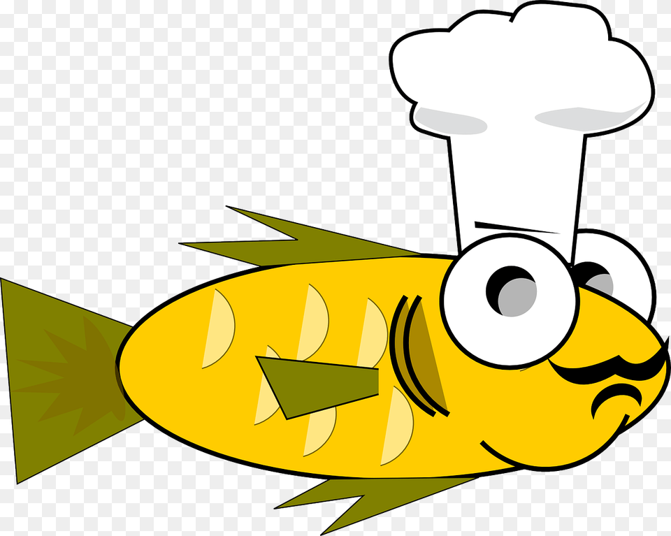 Chef Cook Cooking Fish Goldfish Funny Birthday Fish, Animal, Sea Life, Device, Grass Png Image