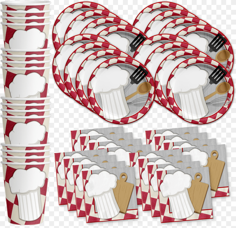 Chef Cooking Birthday Party Tableware Kit For 16 Guests Chef Party Decorations, Cutlery, Food, Meal, Fork Png Image