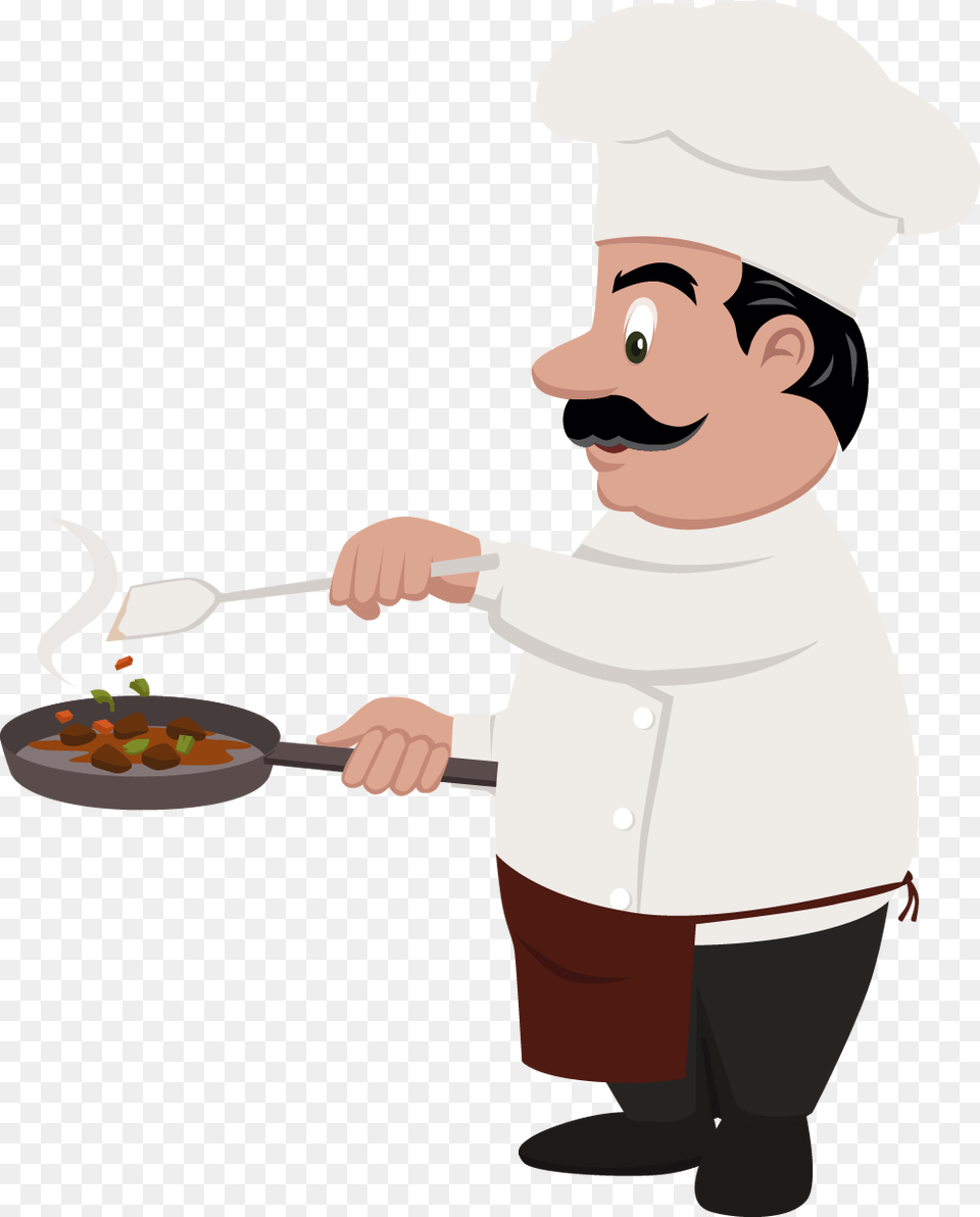 Chef Cooking Euclidean Vector Cartoon Chef, Cooking Pan, Cookware, Baby, Person Free Png Download