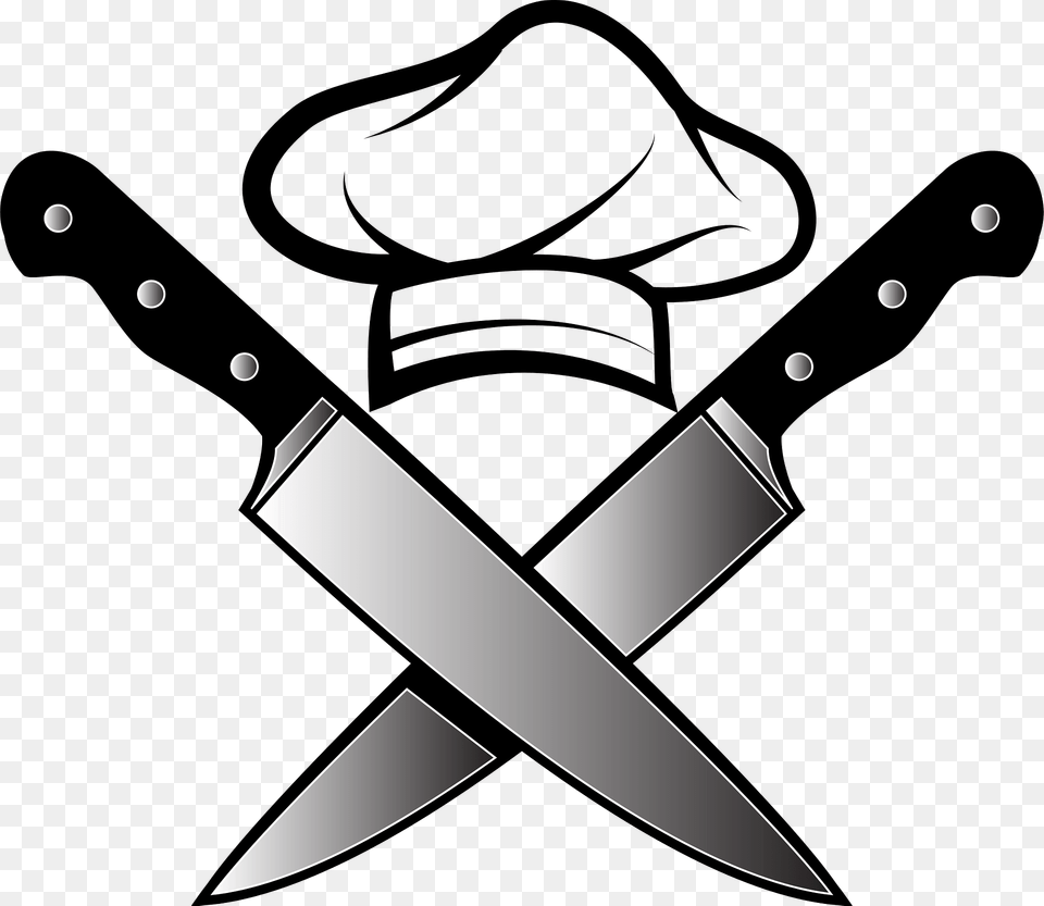 Chef Hat And Knives Clipart, Blade, Dagger, Knife, Weapon Png
