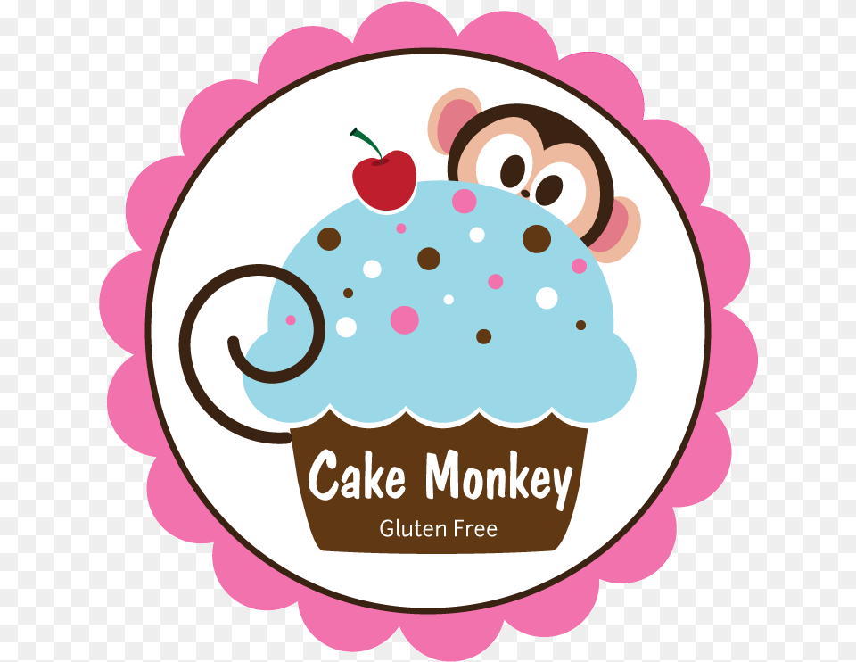 Chef Logo Design For Cake Monkey As The Business Name And Black Scalloped Circle Clipart, Cream, Cupcake, Dessert, Food Free Png Download