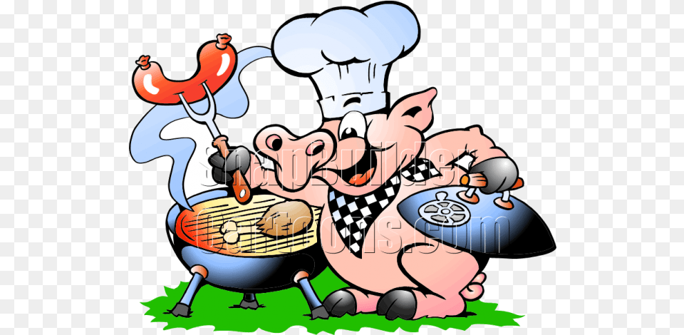 Chef Pig Bbq Grill Cooking Hotdogs Amp Chicken Pig Bbq Chef, Food, Grilling, Baby, Person Png Image