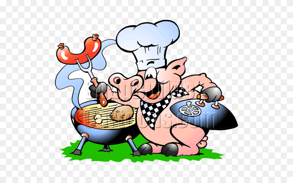 Chef Pig Bbq Grill Cooking Hotdogs Chicken, Book, Comics, Publication, Baby Free Png