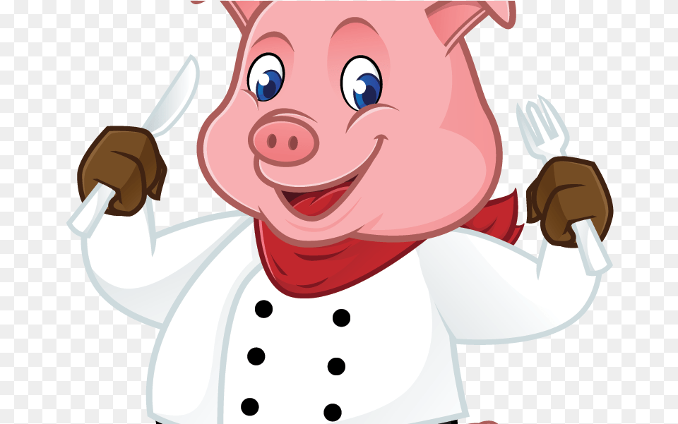 Chef Pig Clipart Pig Chef Cartoon, Cutlery, Fork, Face, Head Free Png