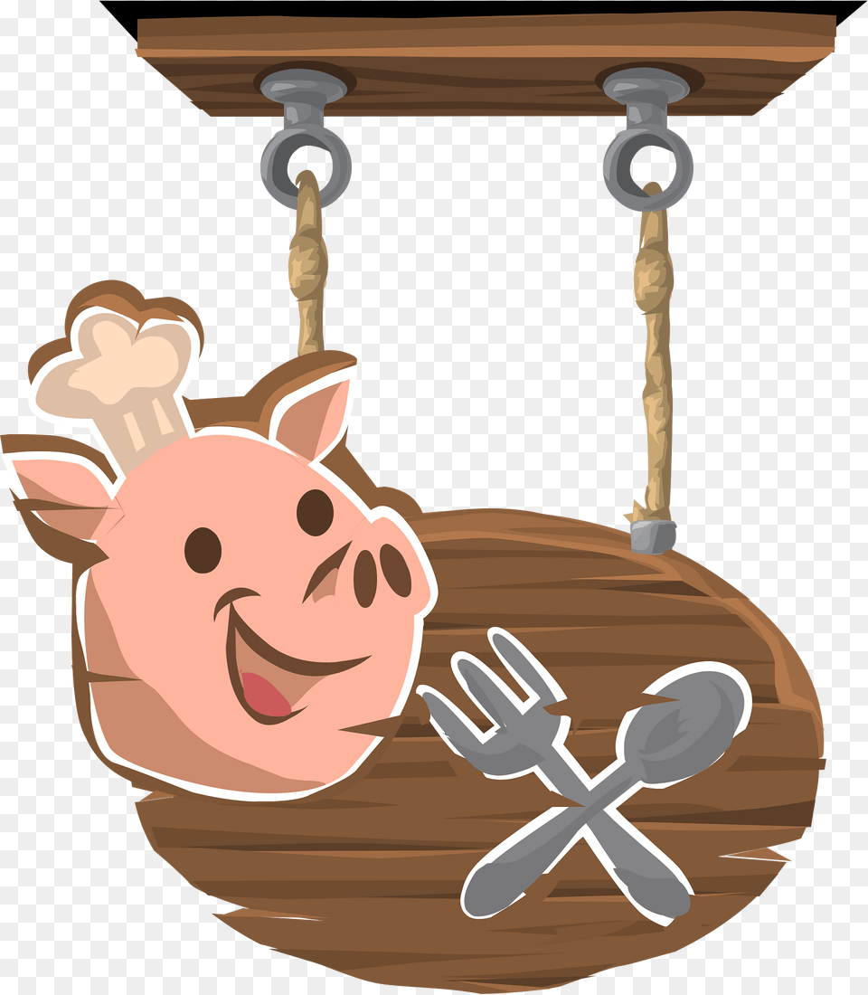 Chef Pig Eatery Sign Clipart, Cutlery, Spoon, Fork, Face Png Image