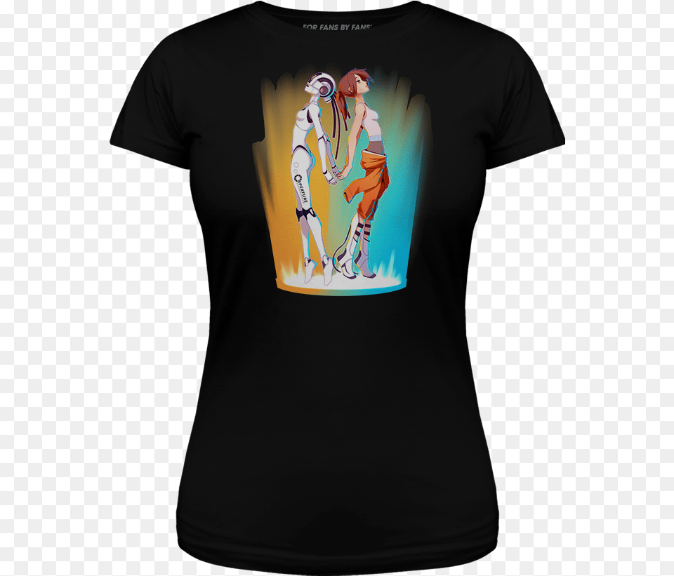 Chell And Glados Caligula39s Horse T Shirt, Clothing, T-shirt, Adult, Female Png