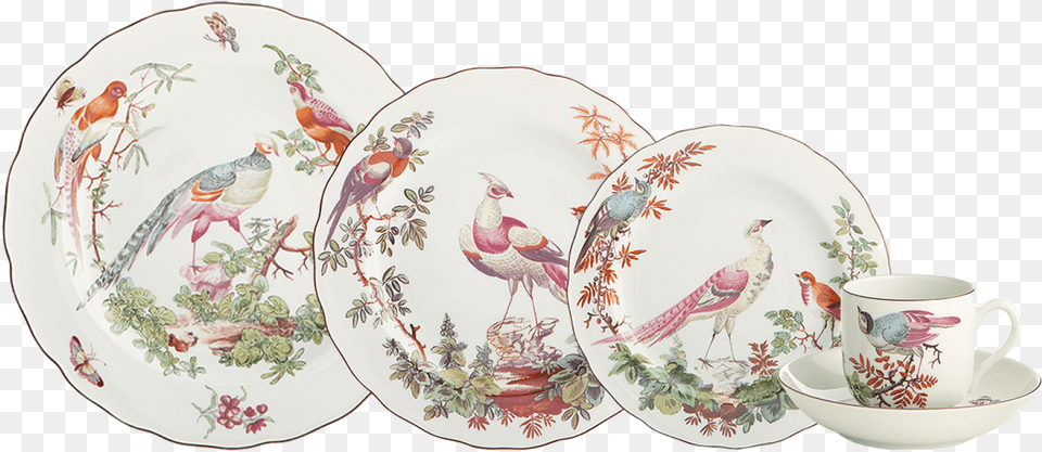 Chelsea Bird 5 Pc Place Setting Porcelain, Saucer, Art, Pottery, Cup Free Png