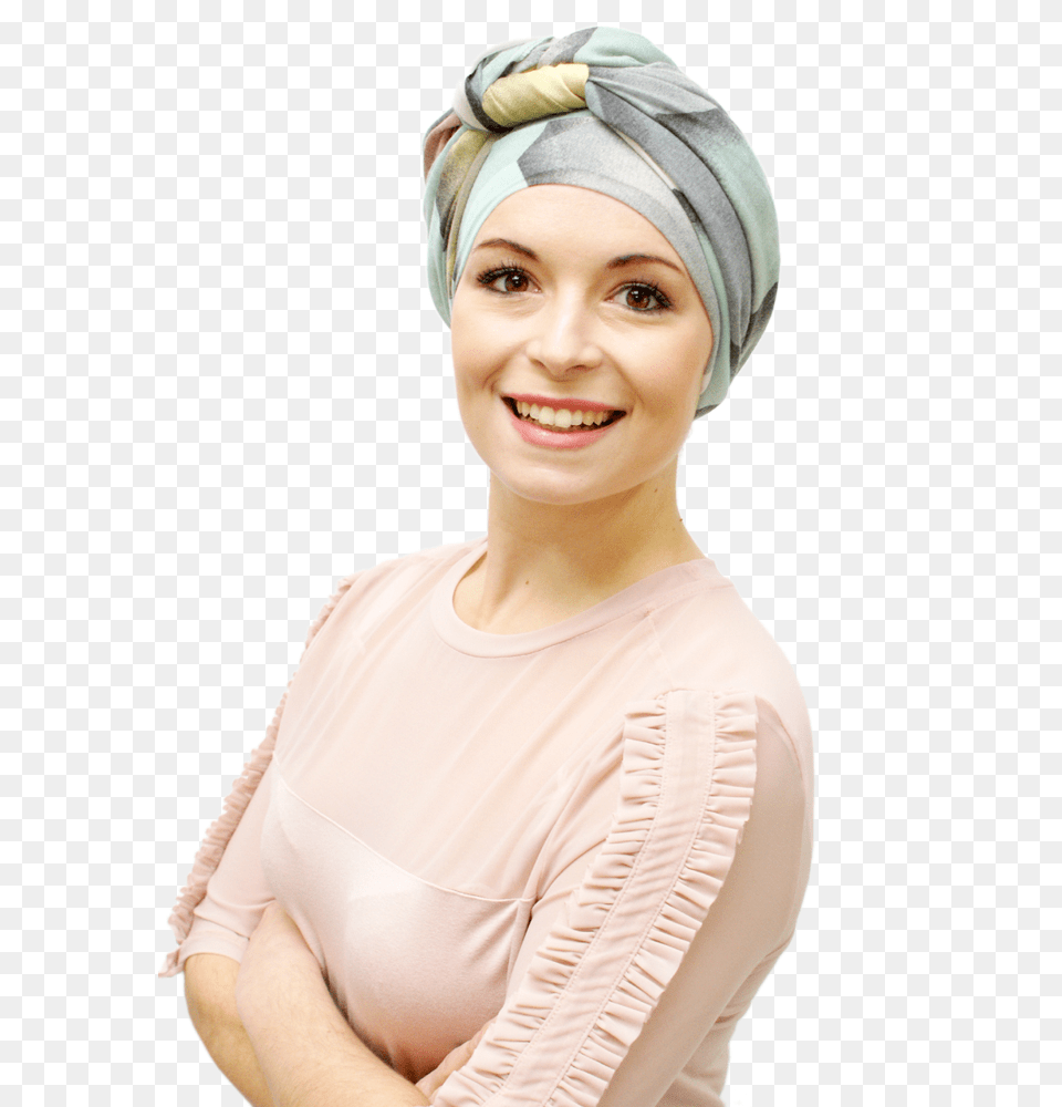 Chemo Headscarf In Mint And Grey Girl, Adult, Female, Person, Woman Png