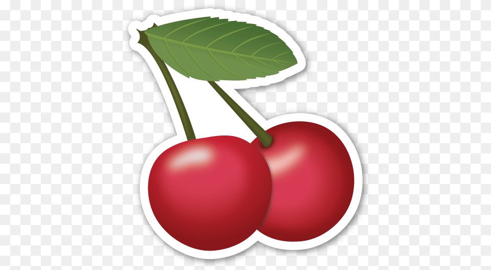 Cherries Sleave Leaves Emoji Stickers Cherry, Food, Fruit, Plant, Produce Png