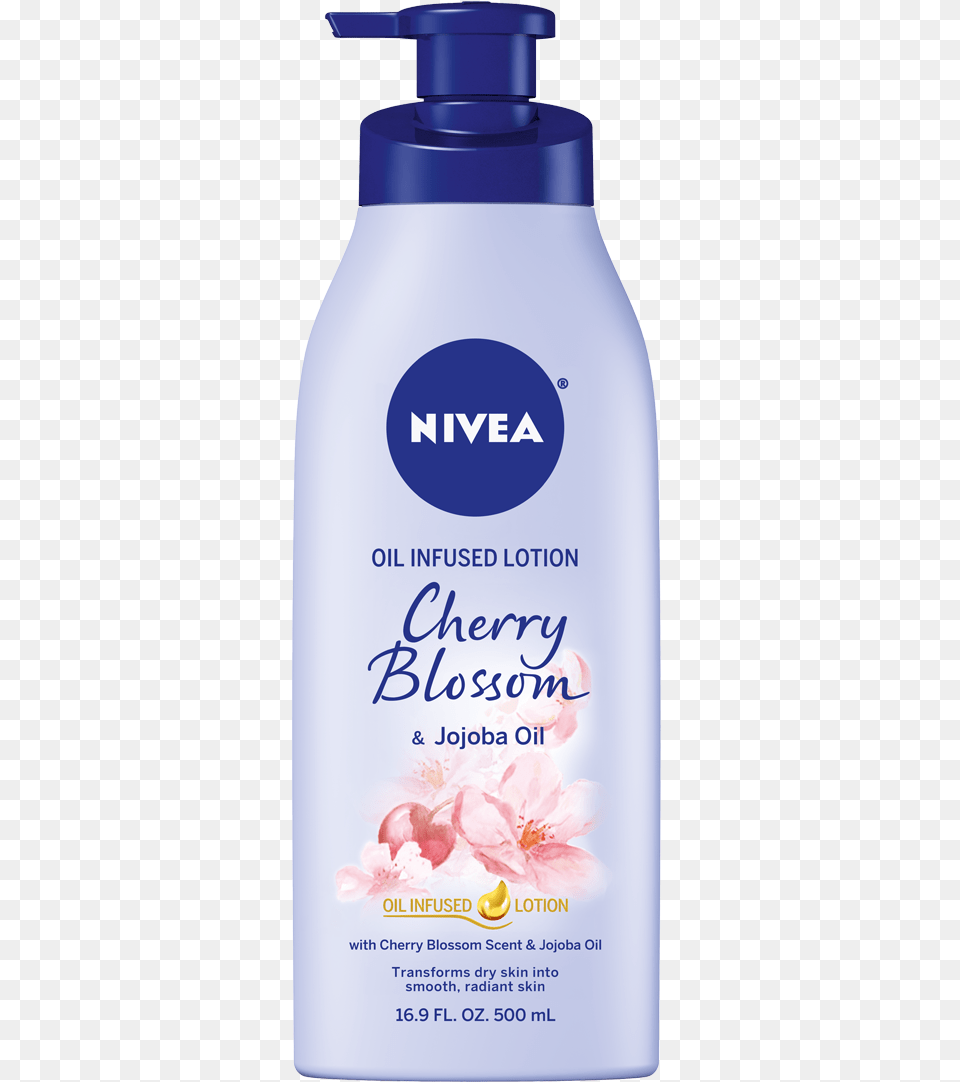 Cherry Blossom Amp Jojoba Oil Infused Body Lotion For Nivea Oil Infused Lotion, Bottle, Shaker, Cosmetics Png