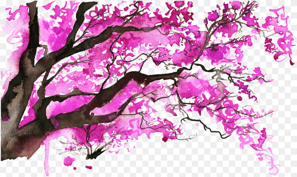 Cherry Blossom Japanese Blossom Trees Painting Hd Japanese Pink Tree Painting, Flower, Plant, Purple, Cherry Blossom Png