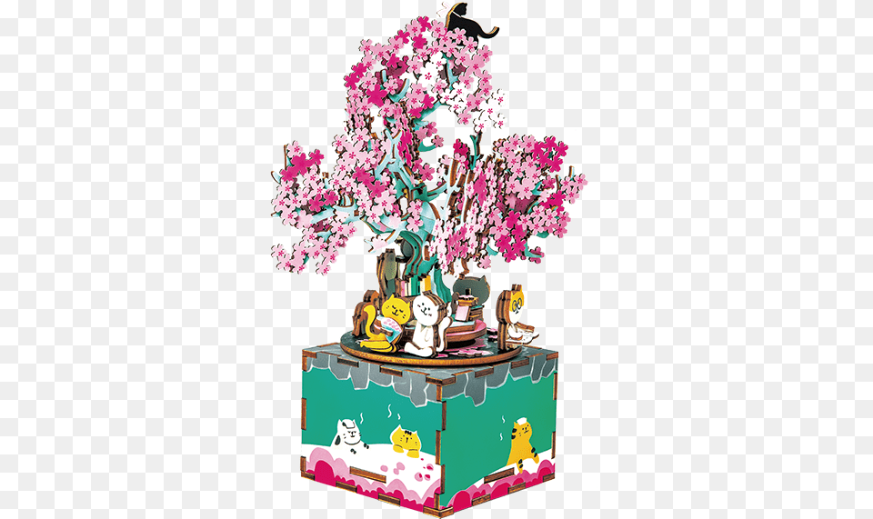 Cherry Blossom Tree Am409 Robotime Cherry Blossom Tree, Plant, Food, Flower, Dessert Free Transparent Png