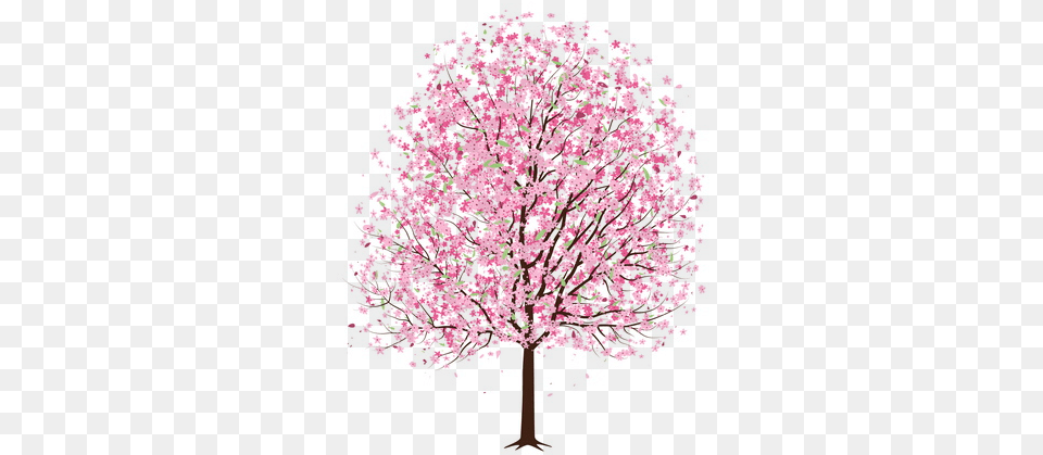 Cherry Blossom Tree Cartoon Cherry Blossom Tree, Maple, Plant, Flower, Art Png Image