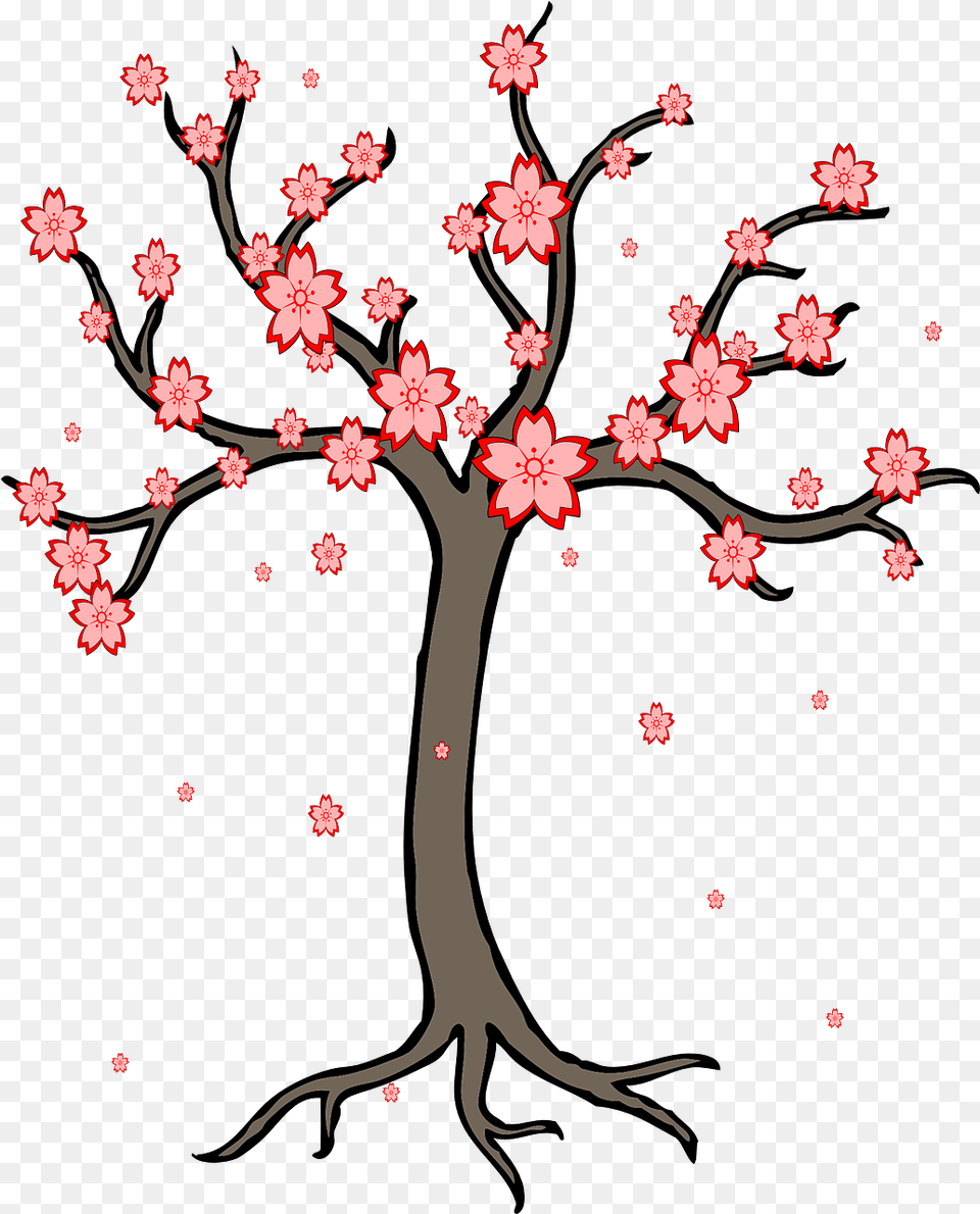 Cherry Blossom Tree Image Tree Trunk Clipart Black And White Tree Clipart, Art, Flower, Plant, Leaf Png