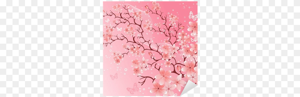 Cherry Blossom Vector Illustration Sticker Pixers Japanese Cherry Blossom, Flower, Plant, Cherry Blossom, White Board Free Transparent Png