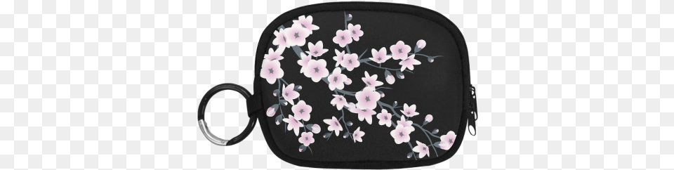 Cherry Blossoms Sakura Floral Pink Black Coin Purse Black Bags With Sakura Blossoms, Accessories, Bag, Handbag, Flower Free Png