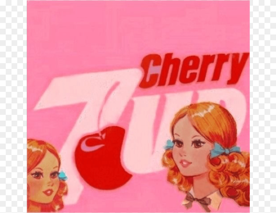 Cherry Cherries Pink Aesthetic Vintage Retro 7 Up, Adult, Person, Female, Baby Png Image