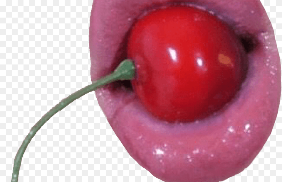 Cherry Lips Red Aesthetic Vaporwave Grunge Vintage Vaporwave Aesthetic Border Transparent, Food, Fruit, Plant, Produce Png