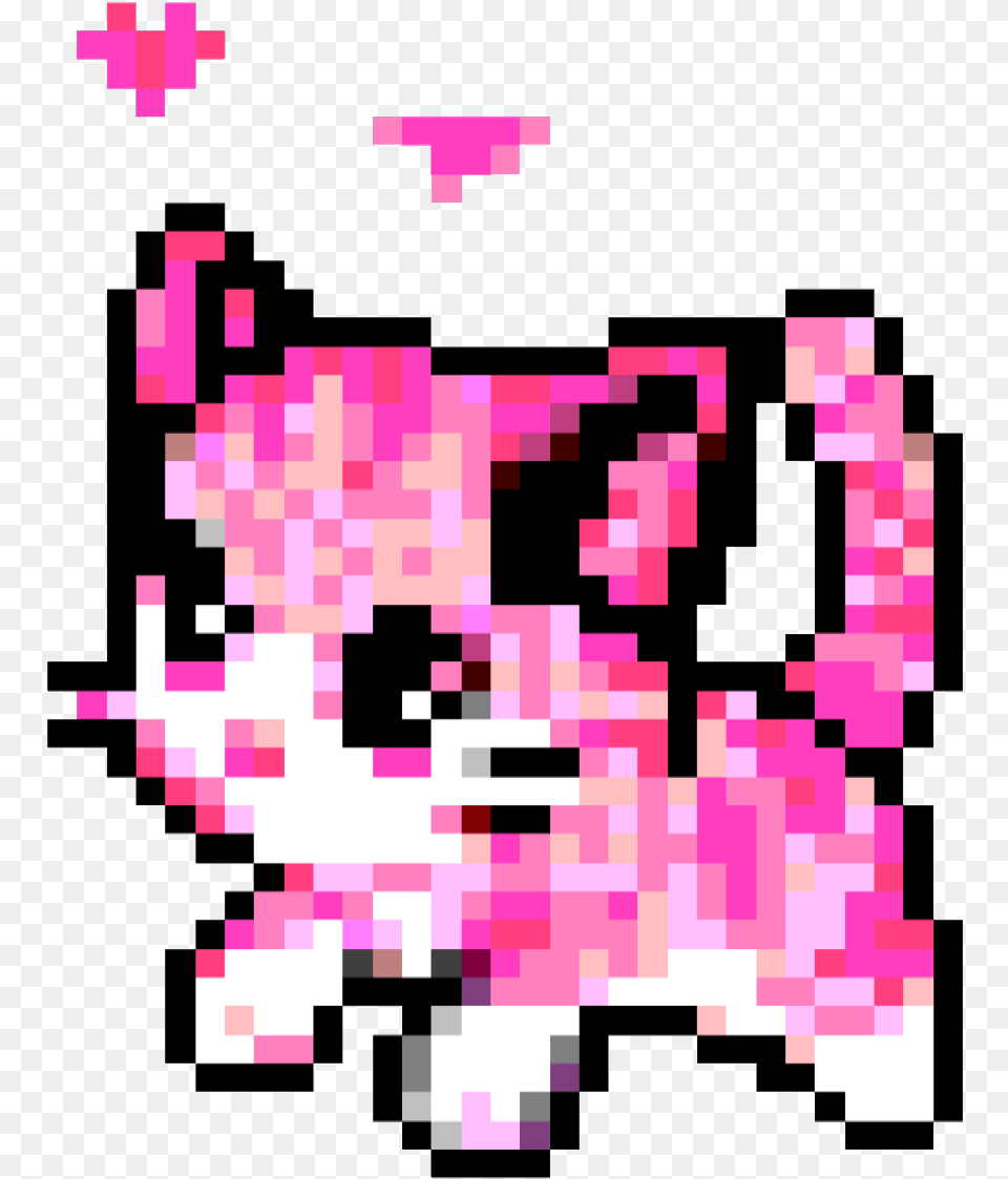 Cherry Pngsticker Pixel Kawaii Pink Pastelpink Kitten Pixel Art, Graphics, Purple, Flower, Plant Free Png Download