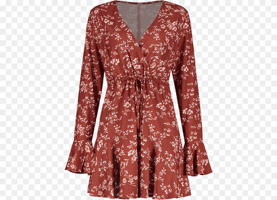 Cherry Red Spring No Floral Flounce Long Flare Mini Pattern, Blouse, Clothing, Dress, Long Sleeve Free Transparent Png
