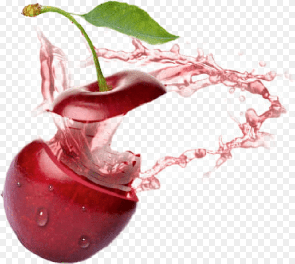Cherry Water Splash, Food, Fruit, Plant, Produce Png Image