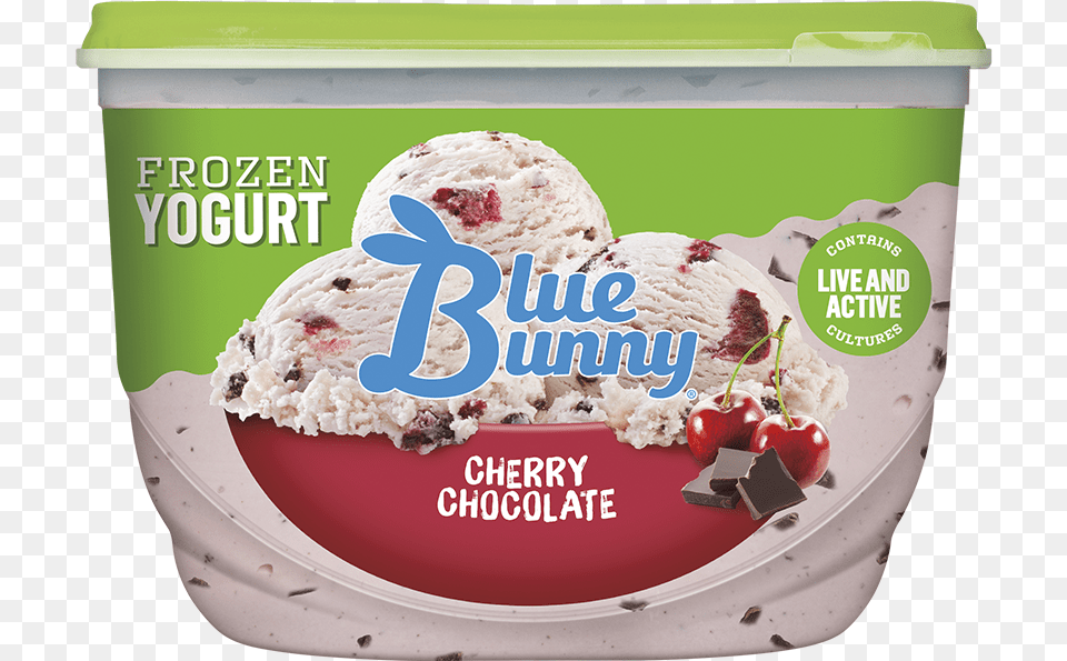 Cherrychocolate Frozen Yogurt Blue Bunny Frozen Yogurt Vanilla Bean, Cream, Dessert, Food, Ice Cream Png Image