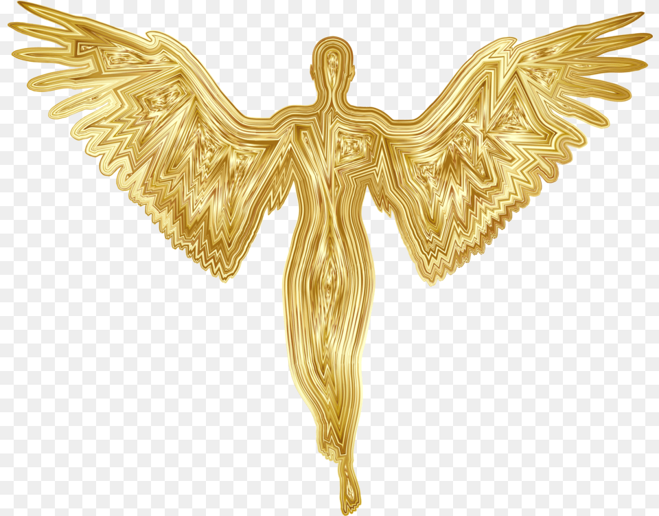 Cherub Angel Silhouette God Supernatural Gold Angel Gold Angel Silhouette, Accessories, Person, Jewelry Png