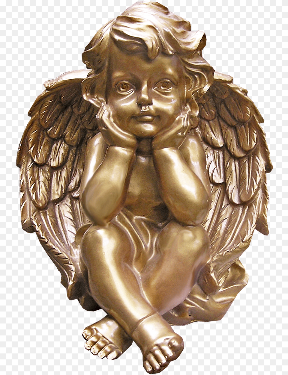 Cherub Golden Christmas Decorative Golden Cherub, Bronze, Baby, Person, Face Free Transparent Png