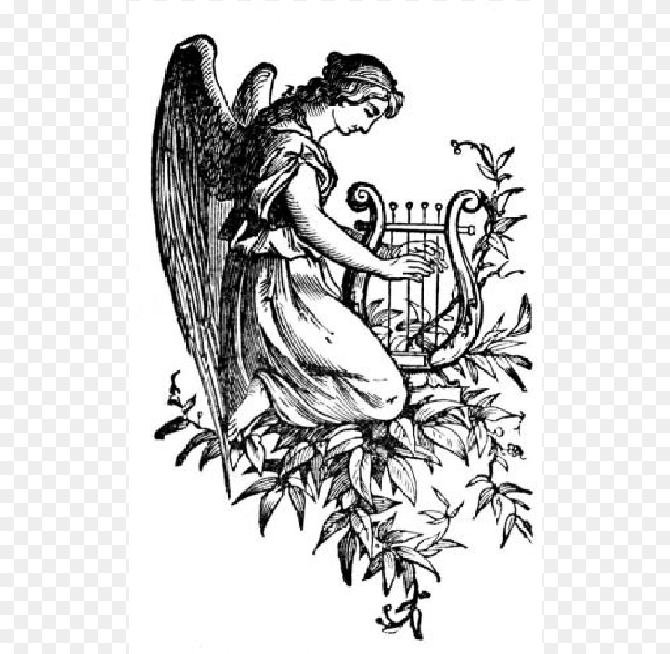 Cherub Harp Drawing Angel Drawings Of Gods Angels, Art, Person, Face, Head Free Png