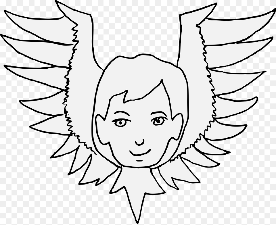 Cherub Line Art, Baby, Emblem, Face, Head Png