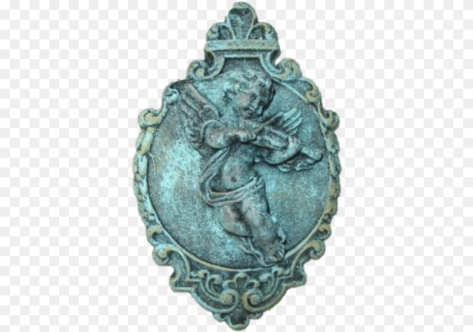 Cherub Playing Violin Plaque Emblem, Bronze, Cross, Symbol, Accessories Free Png Download