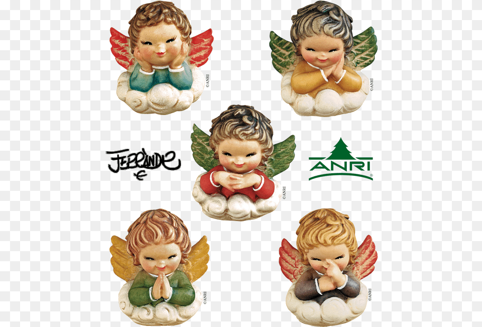 Cherub Set Of 5title Anri Figurine, Baby, Person, Doll, Toy Png