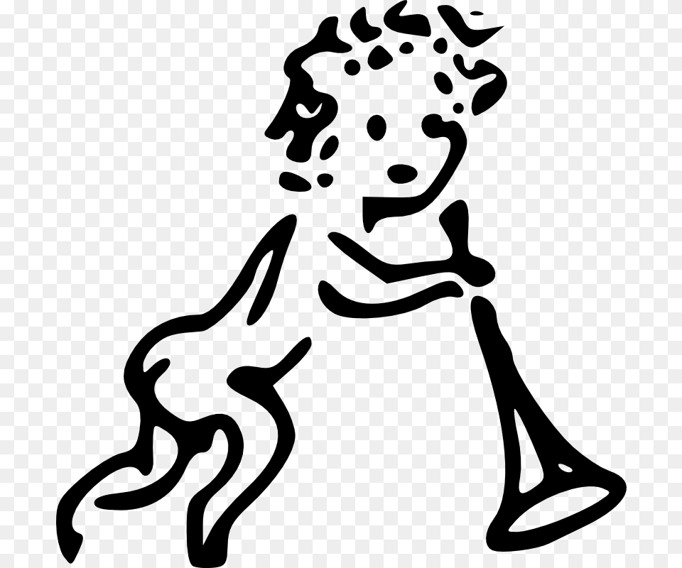 Cherub With Trumpet Kartun Terompet, Stencil, Baby, Person, Silhouette Free Png Download