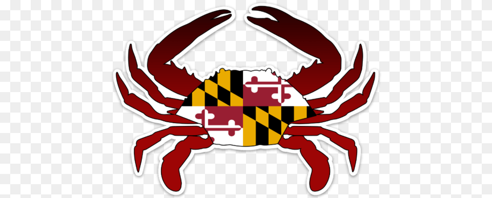 Chesapeake Bay Blue Crab With Maryland Flag Stickers Crab, Food, Seafood, Animal, Invertebrate Png Image